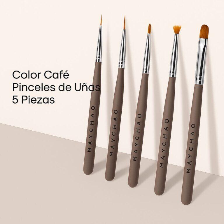 set pinceles uñas café NailsUp 5 piezas pinceles nail art gel acrilico liner profesional
