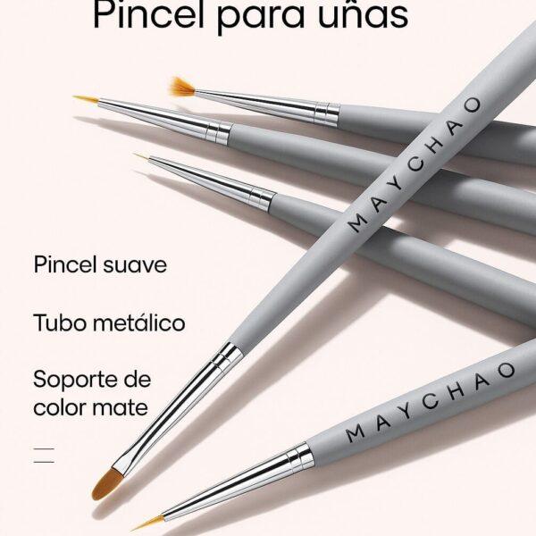Set de 5 pinceles para manicura Nail Art Nailsup - Gris