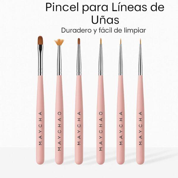 Set de 5 pinceles para manicura Nail Art, Nailsup - Rosa