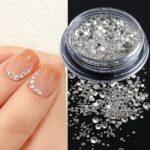 micro cristales uñas plateados NailsUp decoración nail art mix tamaños brillo intenso
