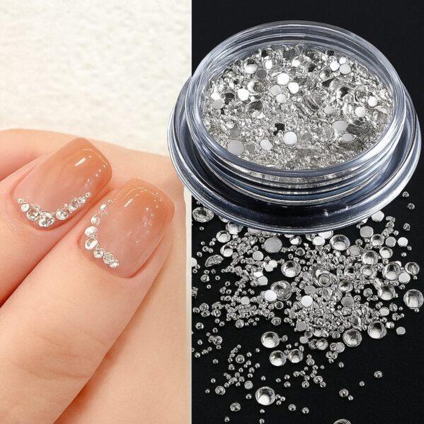 micro cristales uñas plateados NailsUp decoración nail art mix tamaños brillo intenso
