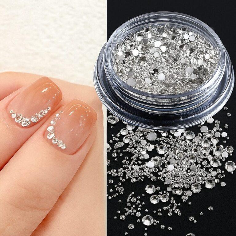 micro cristales uñas plateados NailsUp decoración nail art mix tamaños brillo intenso