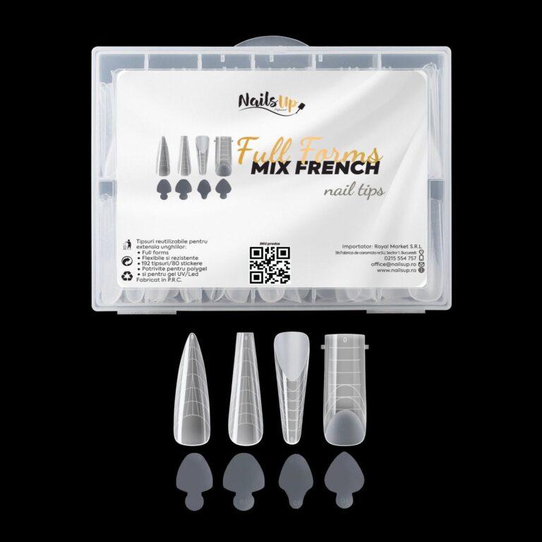 tips uñas NailsUp french mix 192 piezas reusable con guías french