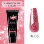 polygel Zolla glitter 06 uñas construcción gel con brillo profesional