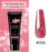 polygel Zolla glitter 06 uñas construcción gel con brillo profesional