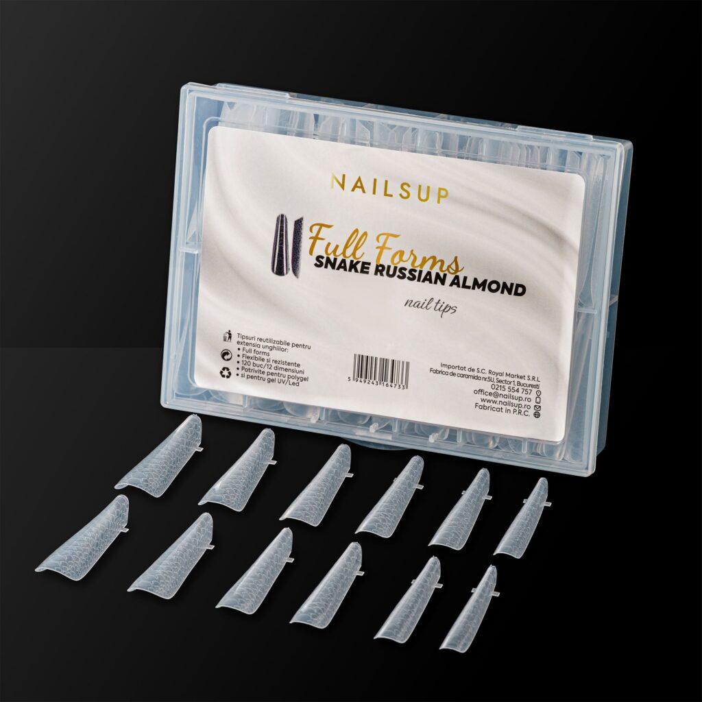 Tips NailsUp Snake Russian Almond reutilizables forma completa