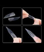 tips uñas transparentes flexibles NailsUp forma stiletto detalle uso