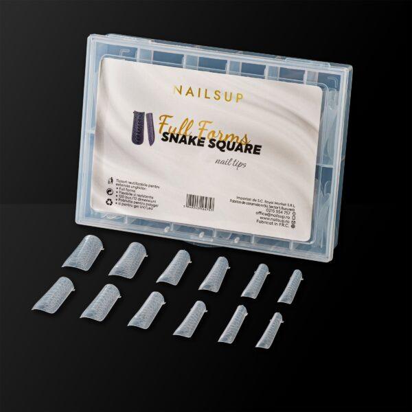 tips uñas NailsUp square full shape snake reutilizables construcción