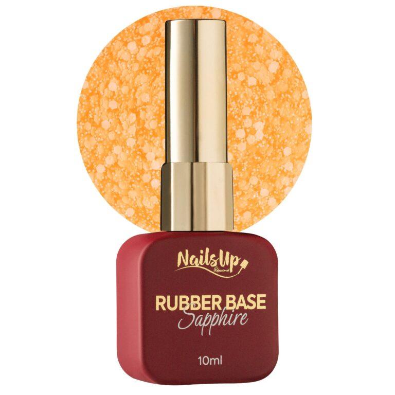 rubber base NailsUp 022 copos partículas 10ml base uñas brillante flexible