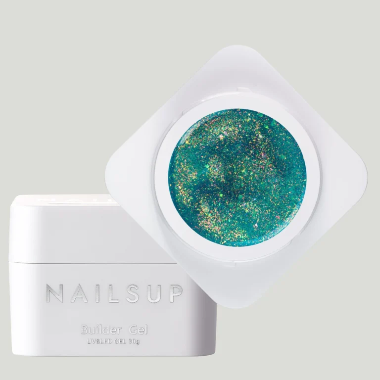 builder gel glitter turquesa nailsup gel constructor con partículas brillantes para uñas
