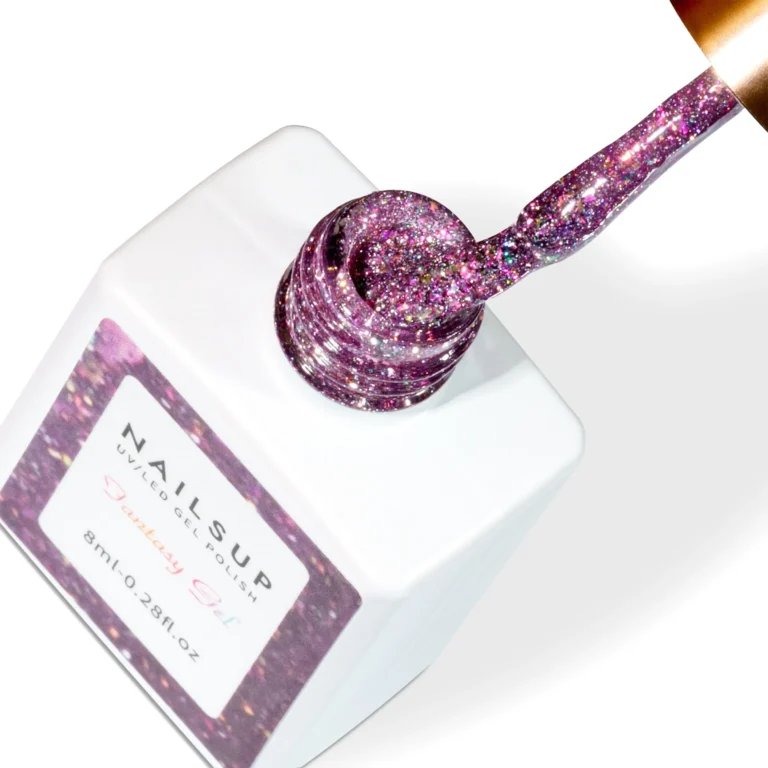 esmalte semipermanente nailsup fantasy gel rosa glitter multicolor brillante 8 ml