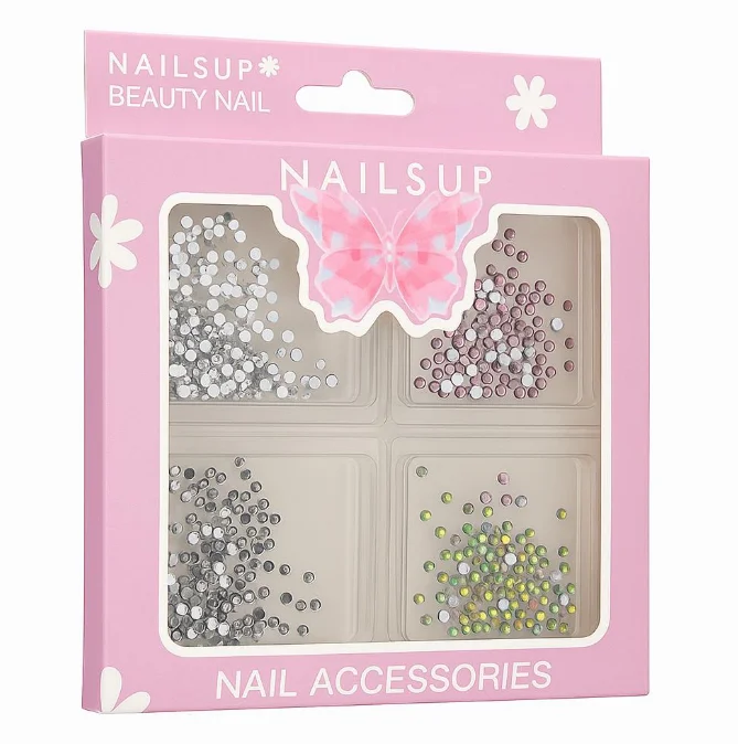 set de cristales decorativos nailsup para uñas nail art con strass multicolor y efecto brillante