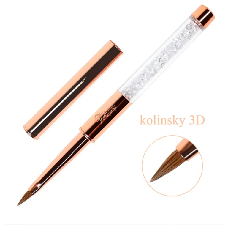 pincel kolinsky 3d profesional para decoración nail art y modelado de detalles en uñas