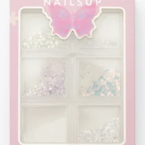 set nailsup de glitter blanco iridiscente y decoraciones para uñas nail art profesional