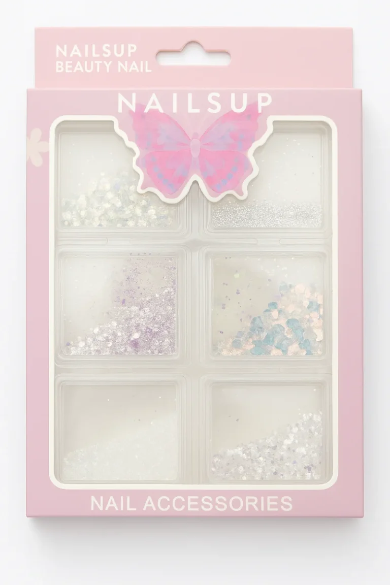 set nailsup de glitter blanco iridiscente y decoraciones para uñas nail art profesional
