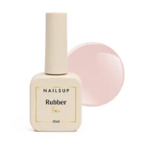 Frasco de Rubber Base NAILSUP Nova N02 de 10 ml junto a una muestra de color rosa claro.