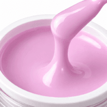 Primer plano de la textura rosa del gel autonivelante NAILSUP B29 Bubblegum sobre una espátula