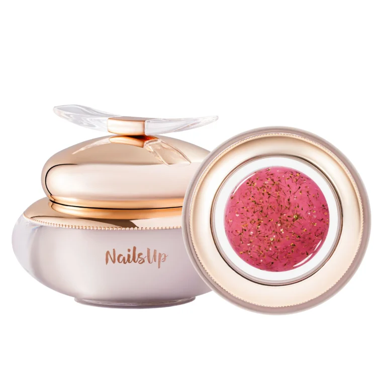 Gel de construcción NAILSUP Petal 10 de 15 g con pigmentos y flores decorativas para diseños de uñas encapsulados.